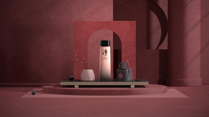 c4d临摹作品化妆品oc渲染器制作出图ps后期